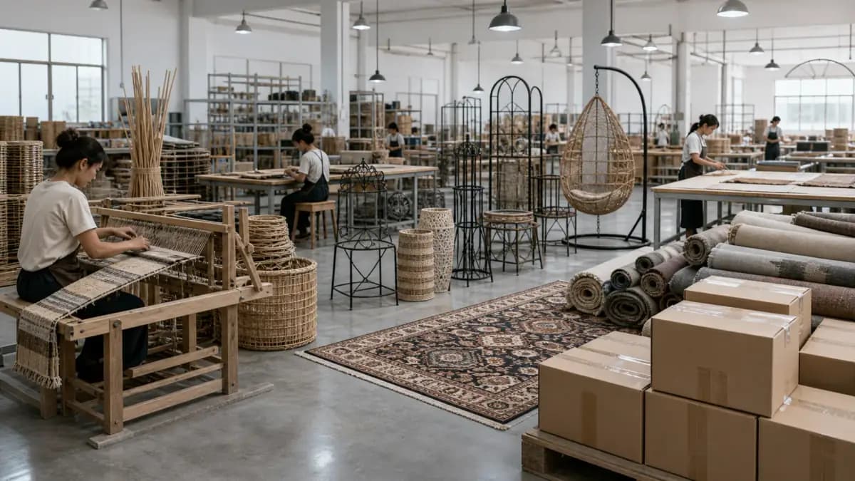 Linyi Wicker & Iron Art Crafts industrial cluster background